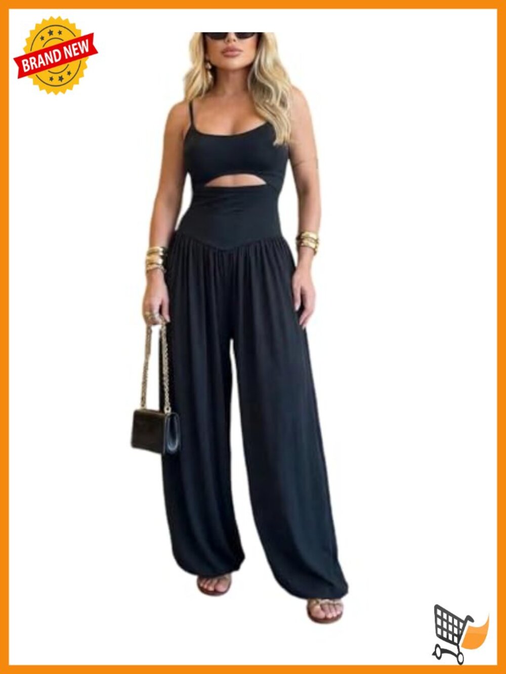 Sleeveless Wide Leg Jumpsuit with U-Neck Cutout Back Tie-Back
